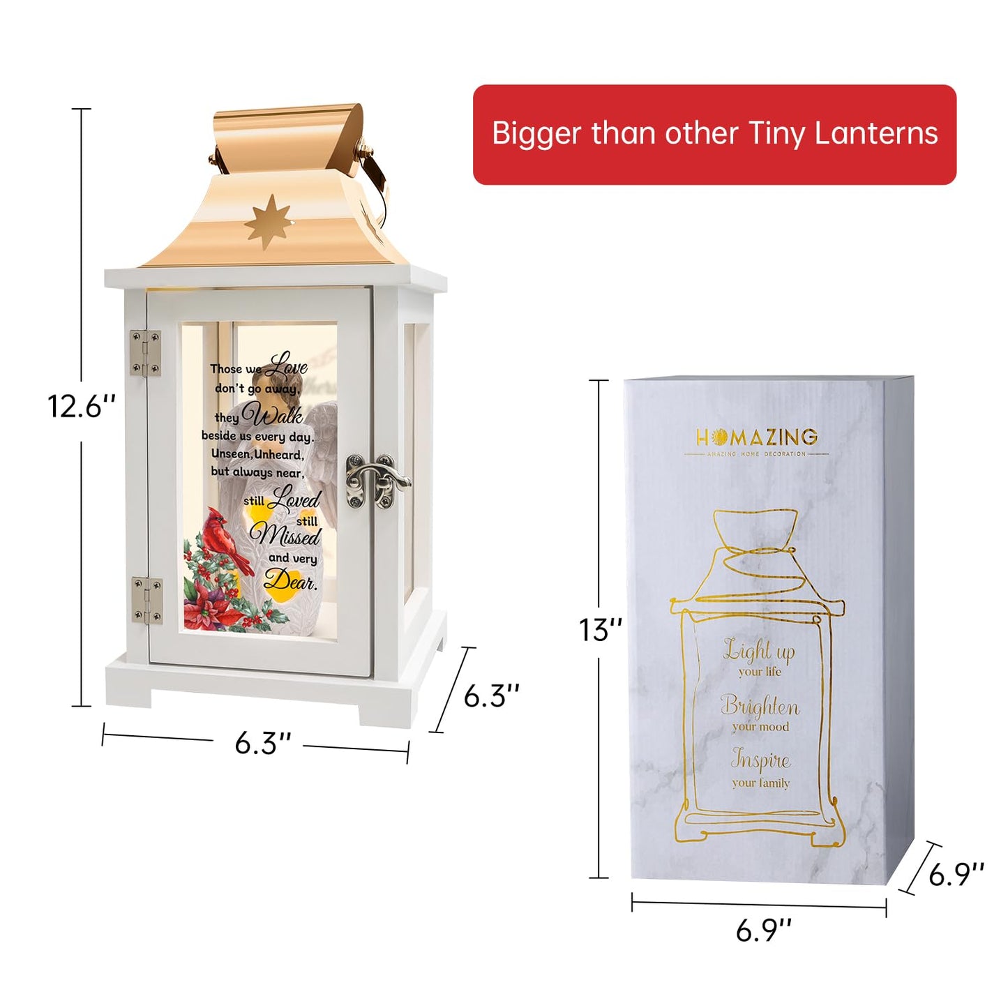 Bereavement Angel Memorial Lantern - Unique Cardinal Memorial Lantern for Loss of Loved One, Funeral Gifts, Sympathy Gifts, Bereavement Gifts, Rememberance Gifts for Loss of Father Mother