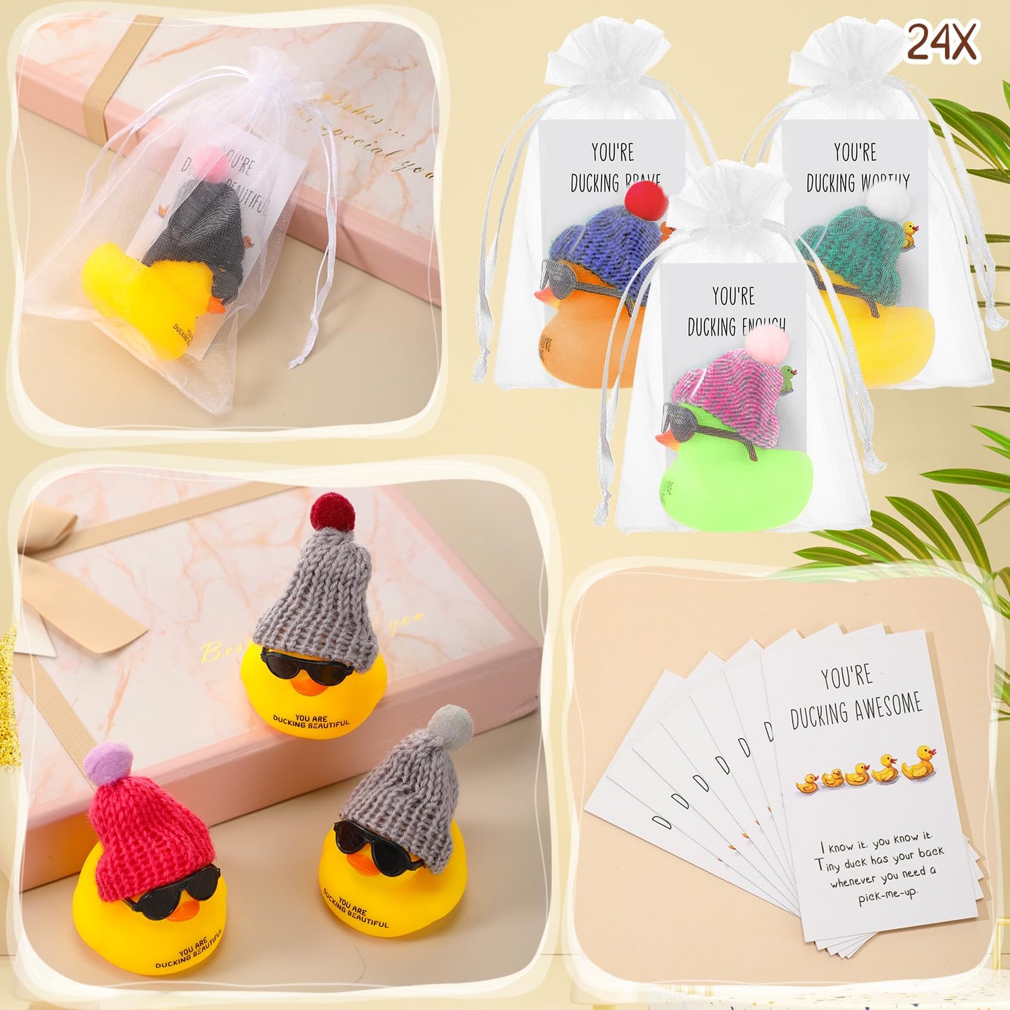 Inspirational Mini Rubber Ducks with Glasses