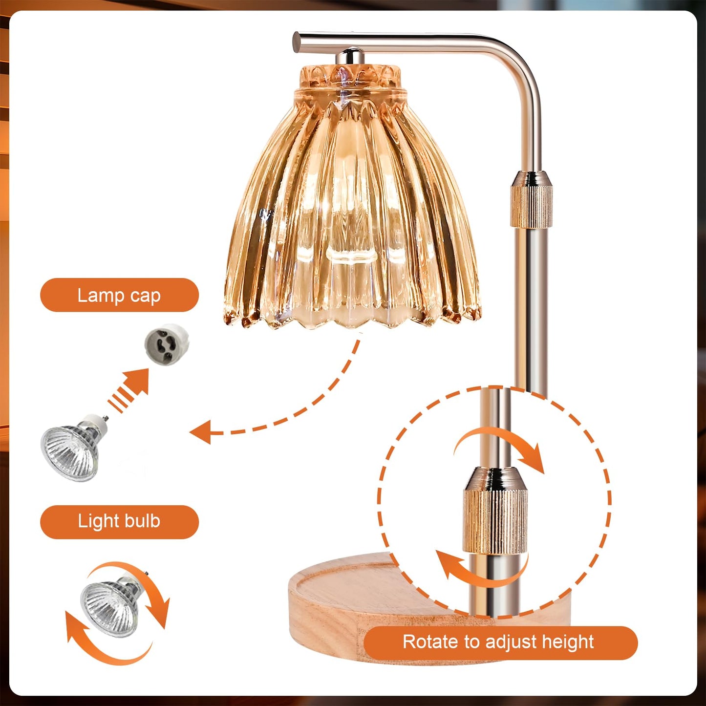 Tigvio Candle Lamp with Timer & Dimmer - Modern Glass Design that includes 2 Bulbs