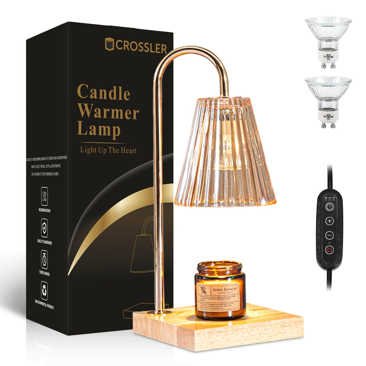 CROSSLER Electric Candle Lamp with 2 Light Bulbs