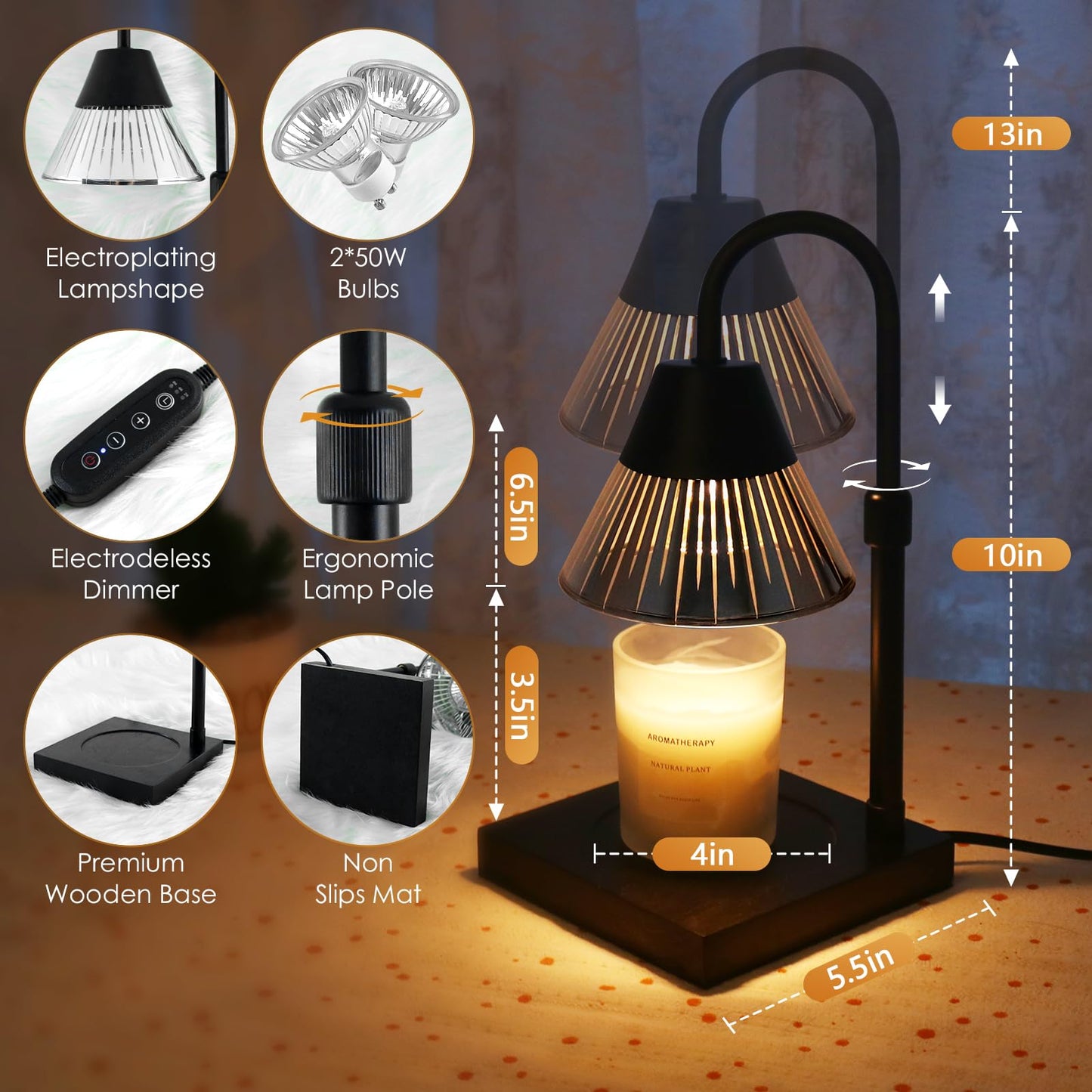 Banbanda Candle Lamp with Dimmer and 2 Bulbs