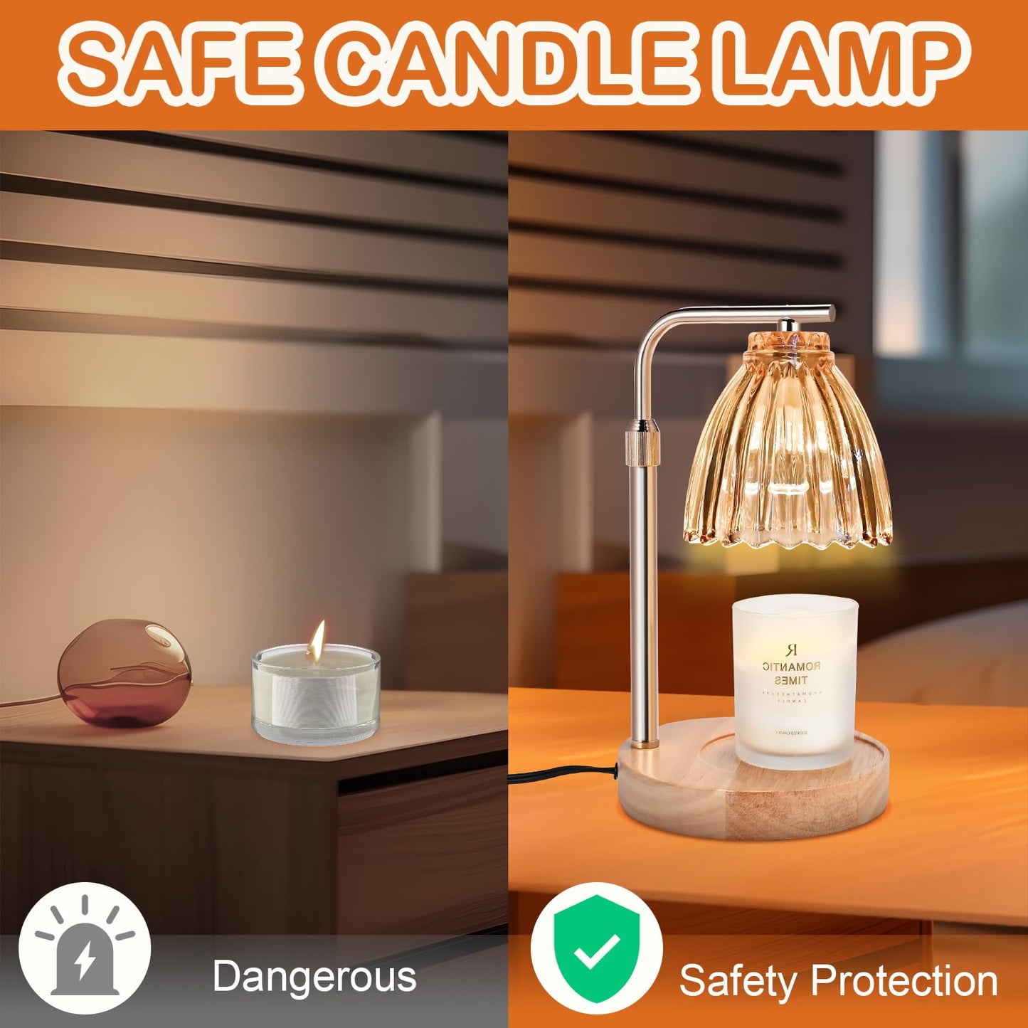 Tigvio Candle Lamp with Timer & Dimmer - Modern Glass Design that includes 2 Bulbs