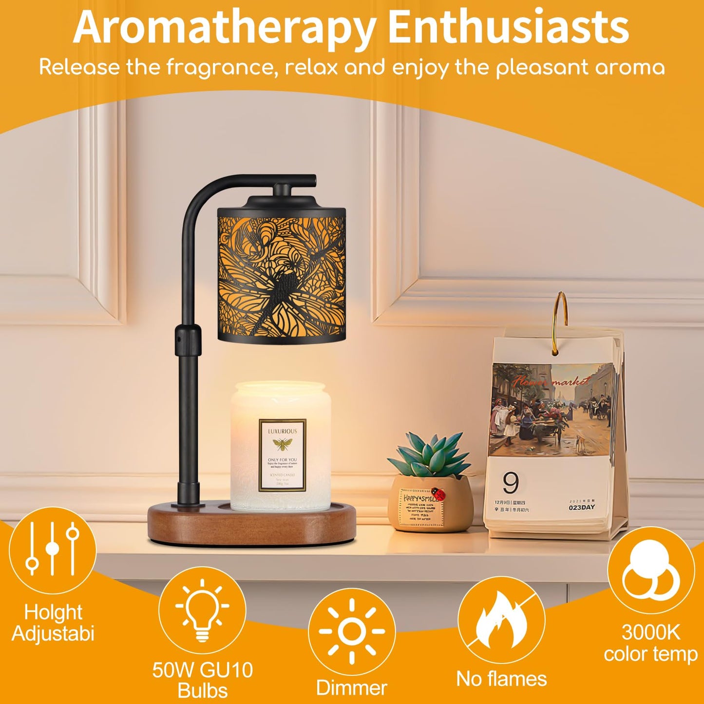Candle Warmer Lamp with Timer,Birthday Gifts for Women Mom,Adjustable Height for Scented Jar Candles,Electric Candle Lamp Warmer for Home Decor(Dragonfly)