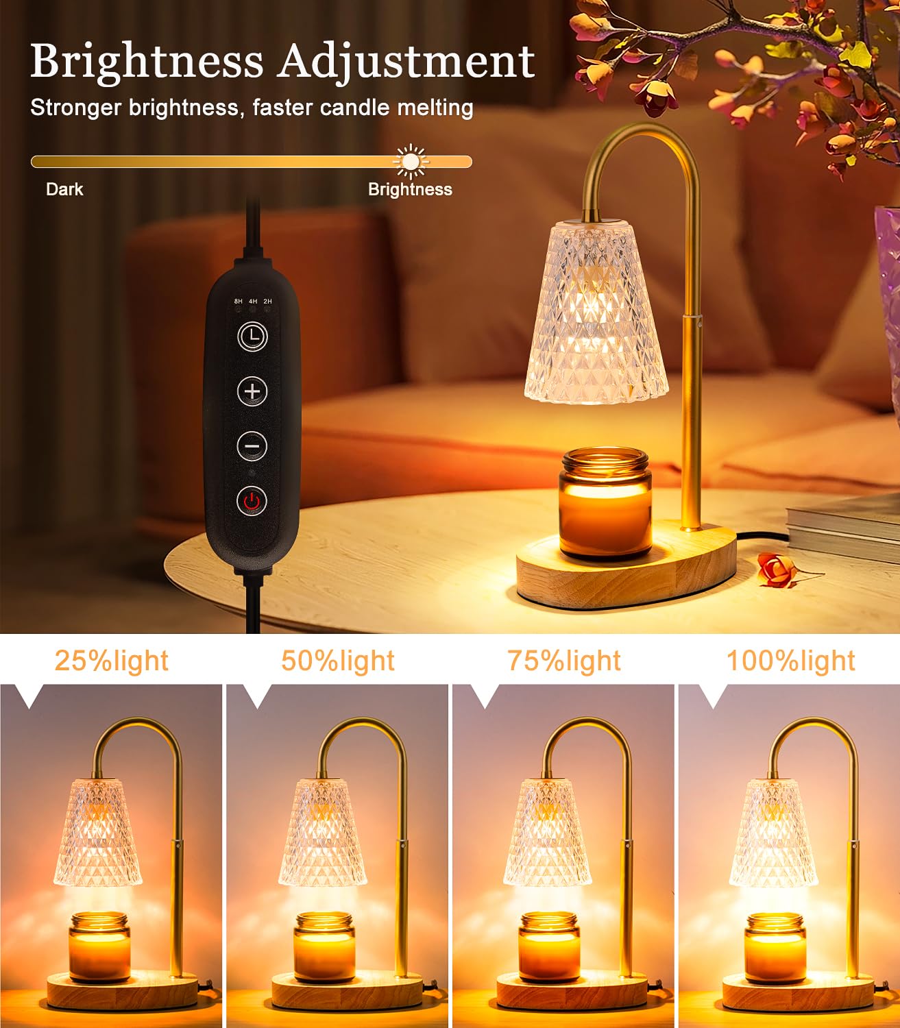 Glass Candle Lamp with 2 Bulbs
