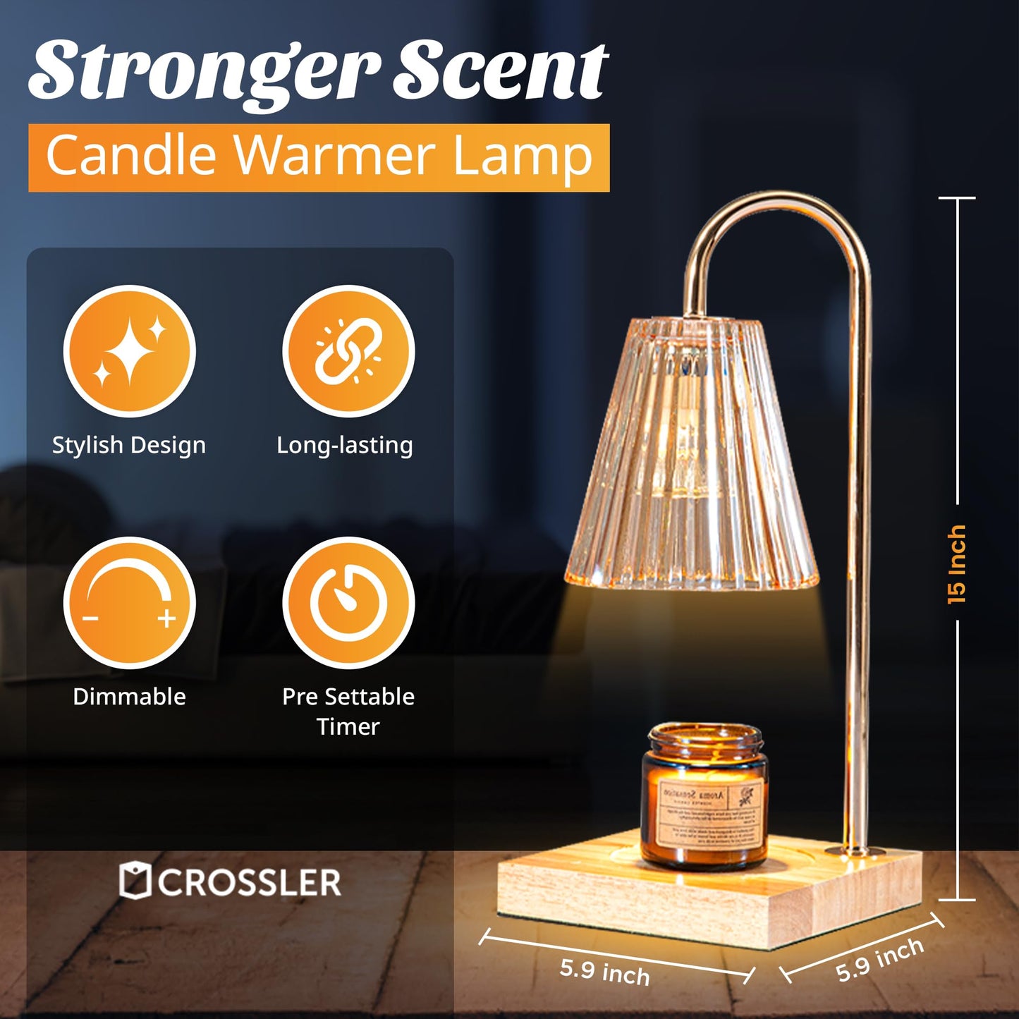 CROSSLER Electric Candle Lamp with 2 Light Bulbs