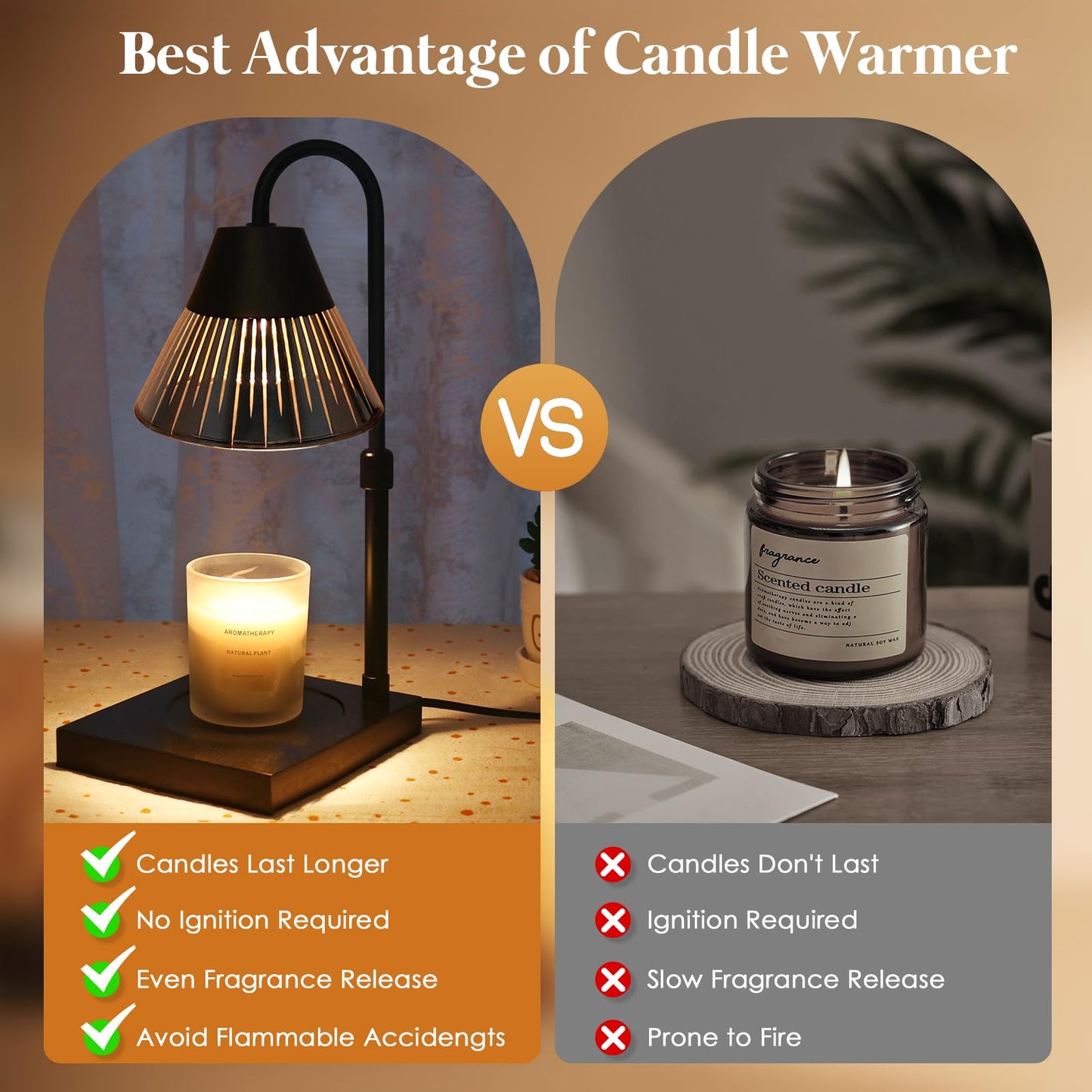 Banbanda Candle Warmer Lamp with Timer Dimmer, Birthday Christmas Gifts for Women,Men, Friend Candle Lamp with 2 Bulbs - Electric Wax Melt Warmer with Time