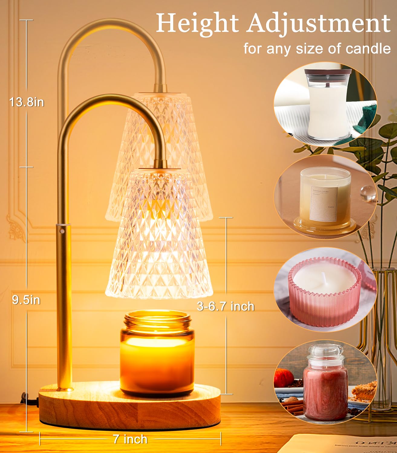 Glass Candle Lamp with 2 Bulbs