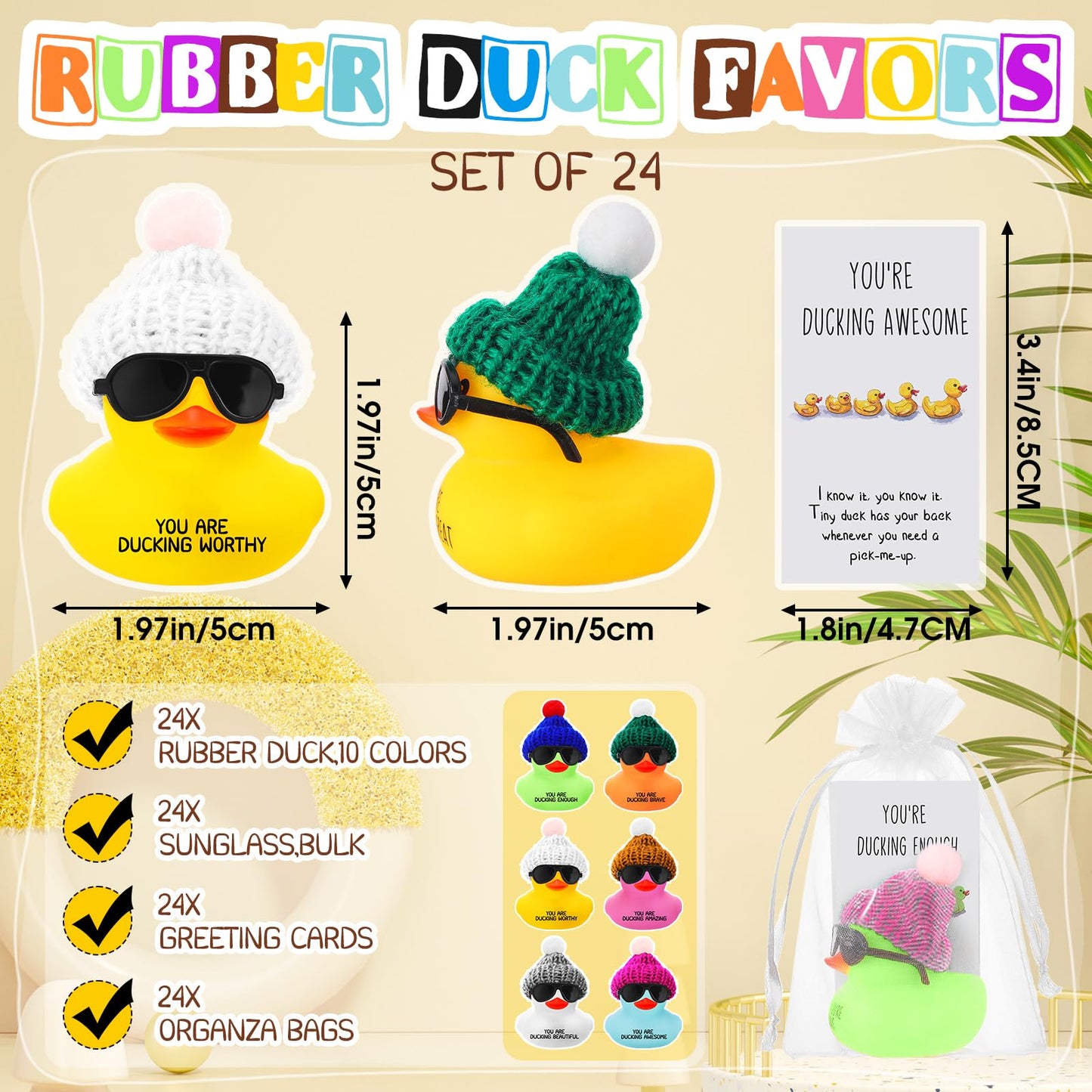 Inspirational Mini Rubber Ducks with Glasses