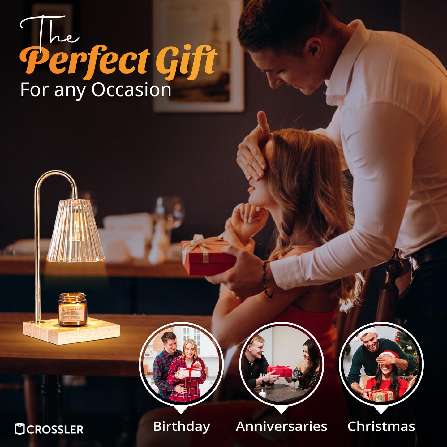 CROSSLER Electric Candle Lamp with 2 Light Bulbs