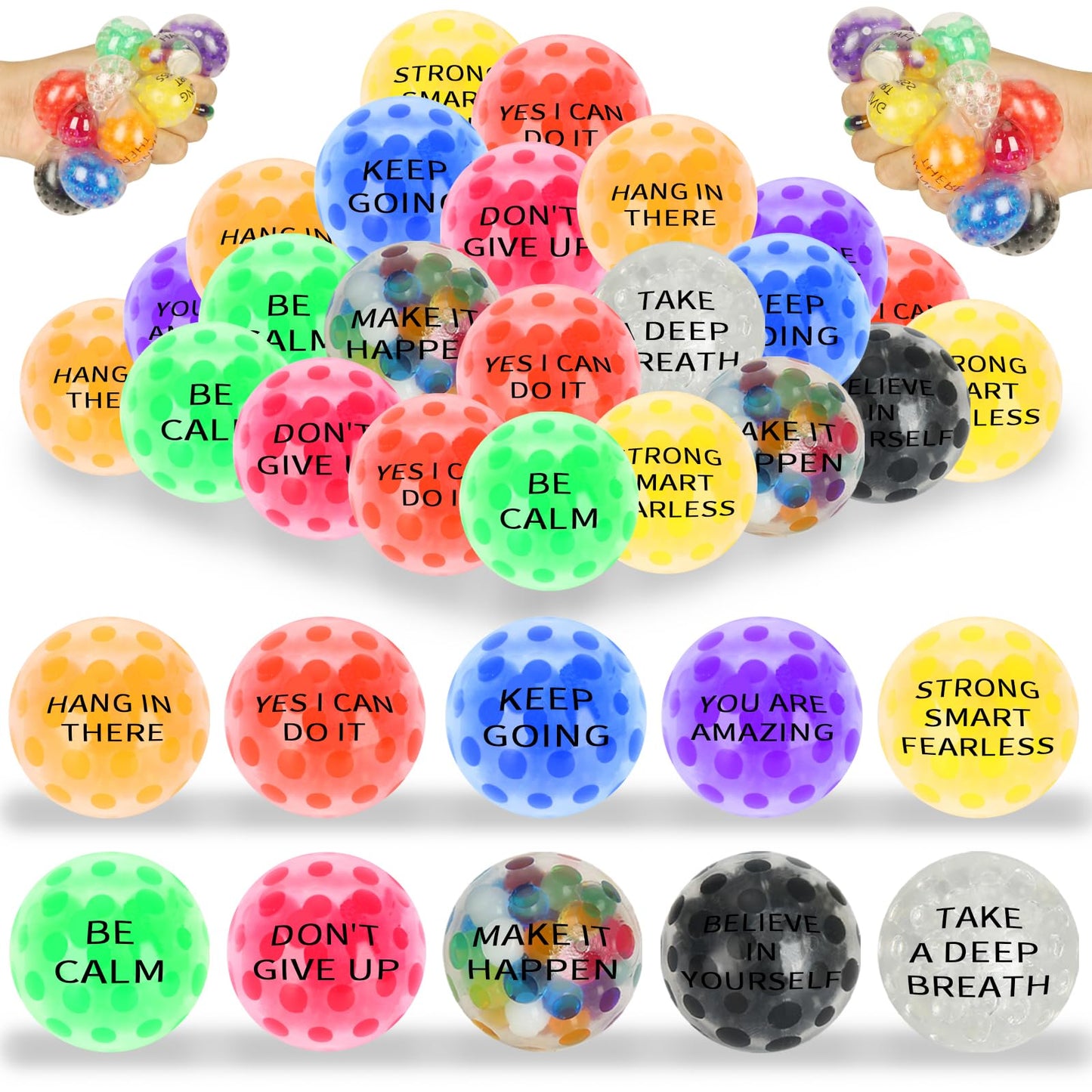 20 Pack Motivational Mini Stress Balls Set
