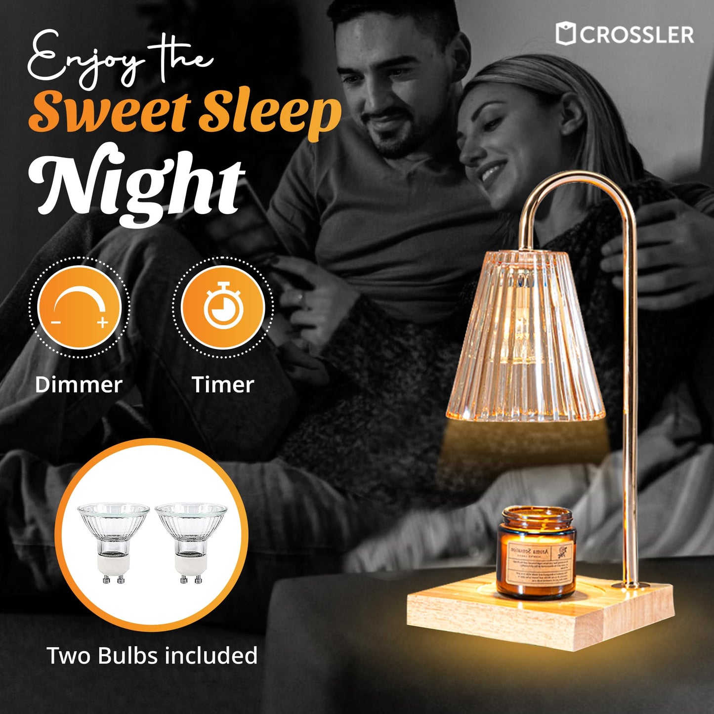 CROSSLER Electric Candle Lamp with 2 Light Bulbs