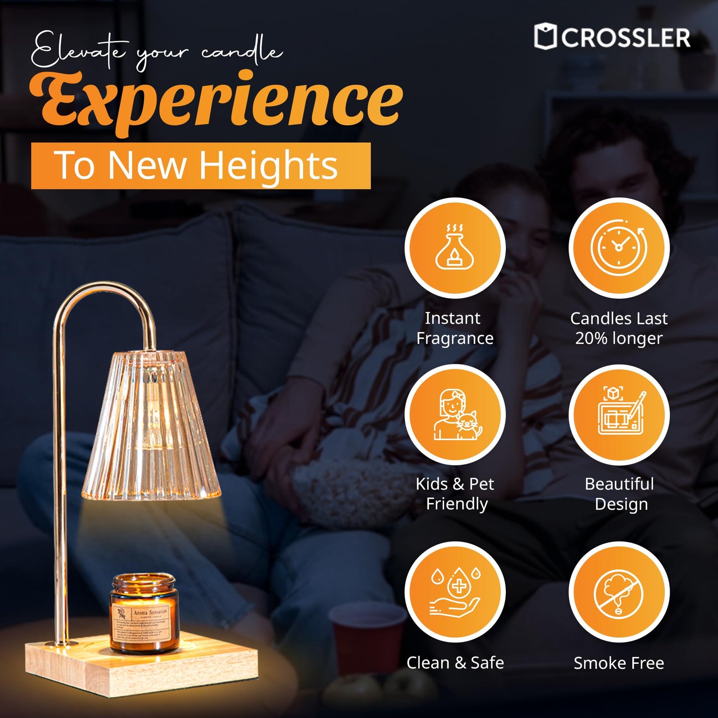 CROSSLER Electric Candle Lamp with 2 Light Bulbs