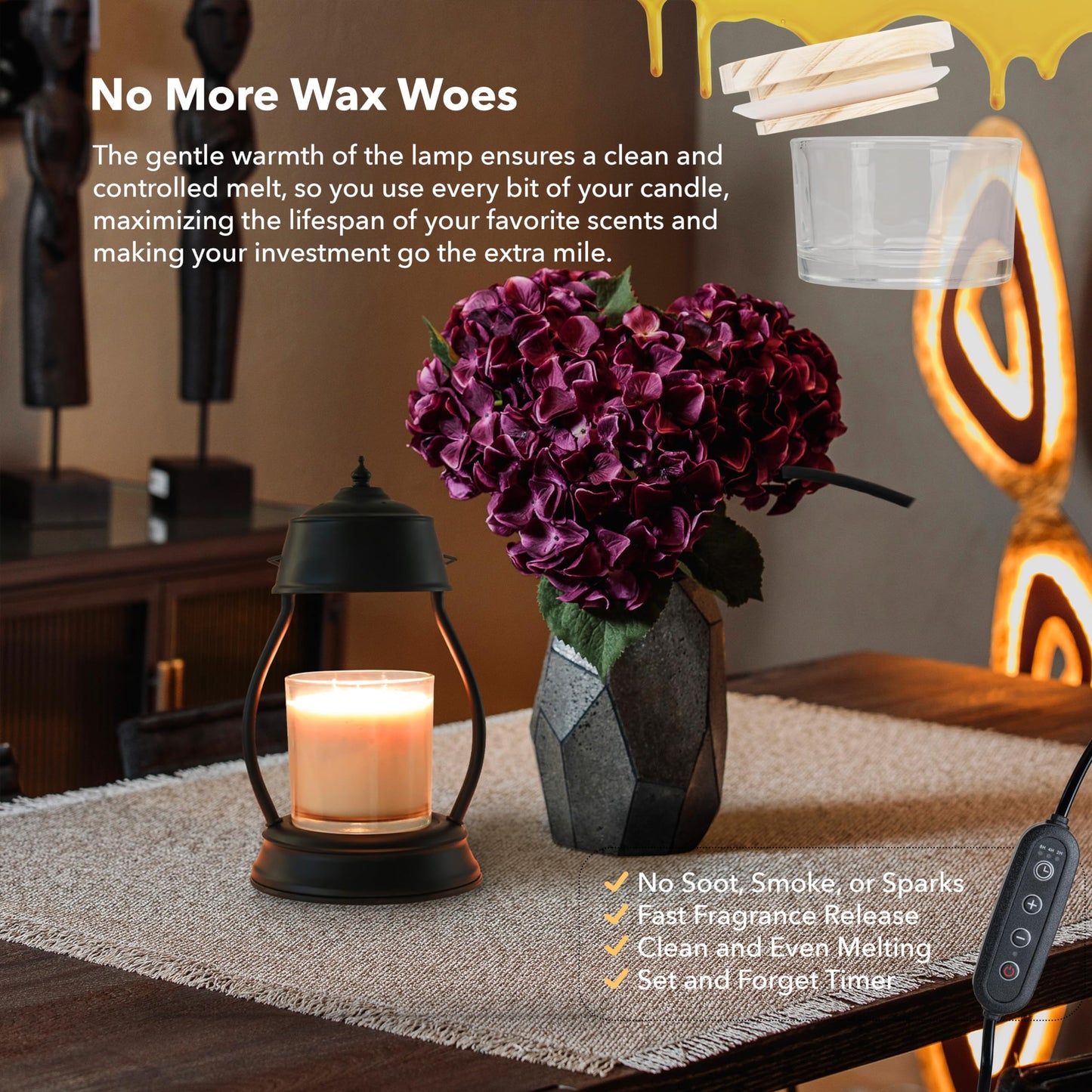 Candle Lamp - Includes 2H/4H/8H Timer & 2 Bulbs