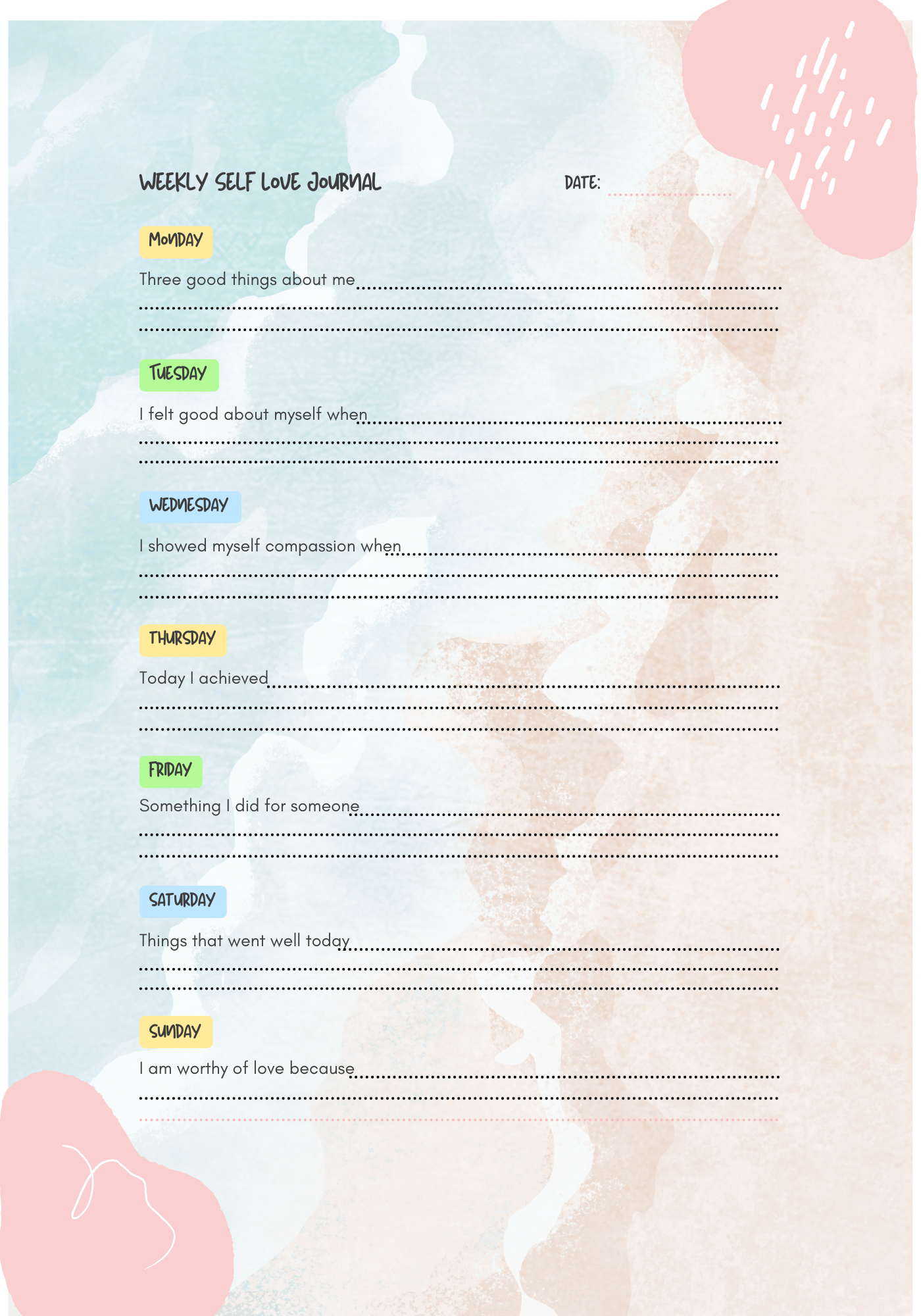 Self Care for the Soul: A Self Care and Gratitude Journal/Planner
