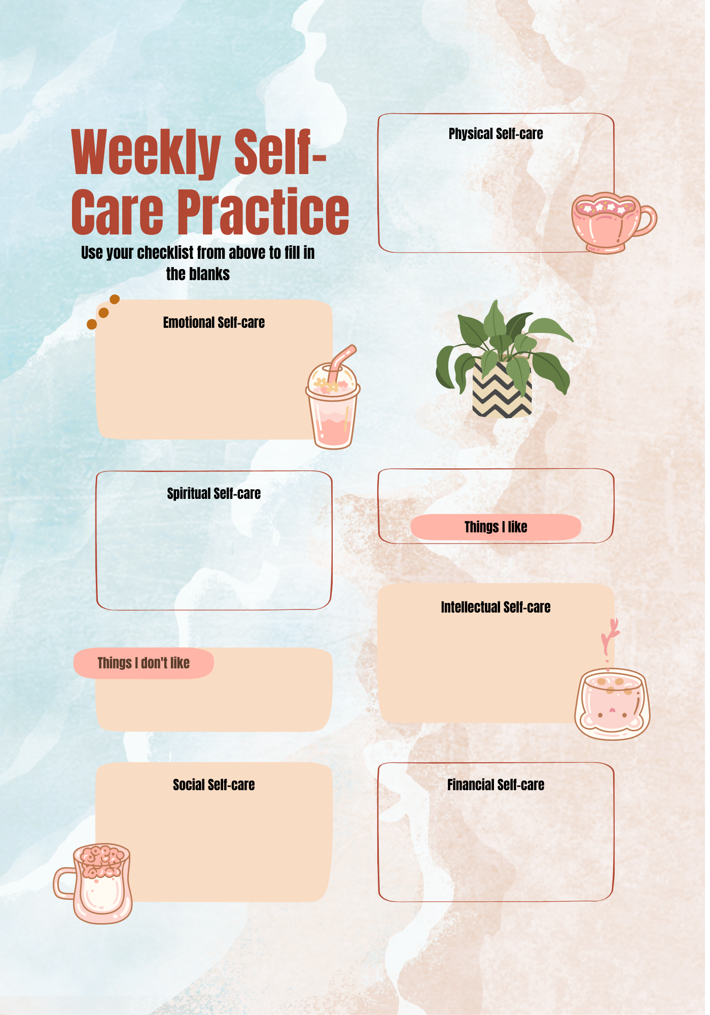 Love, Peace, And Self-Care: A Self-Care planner for adults