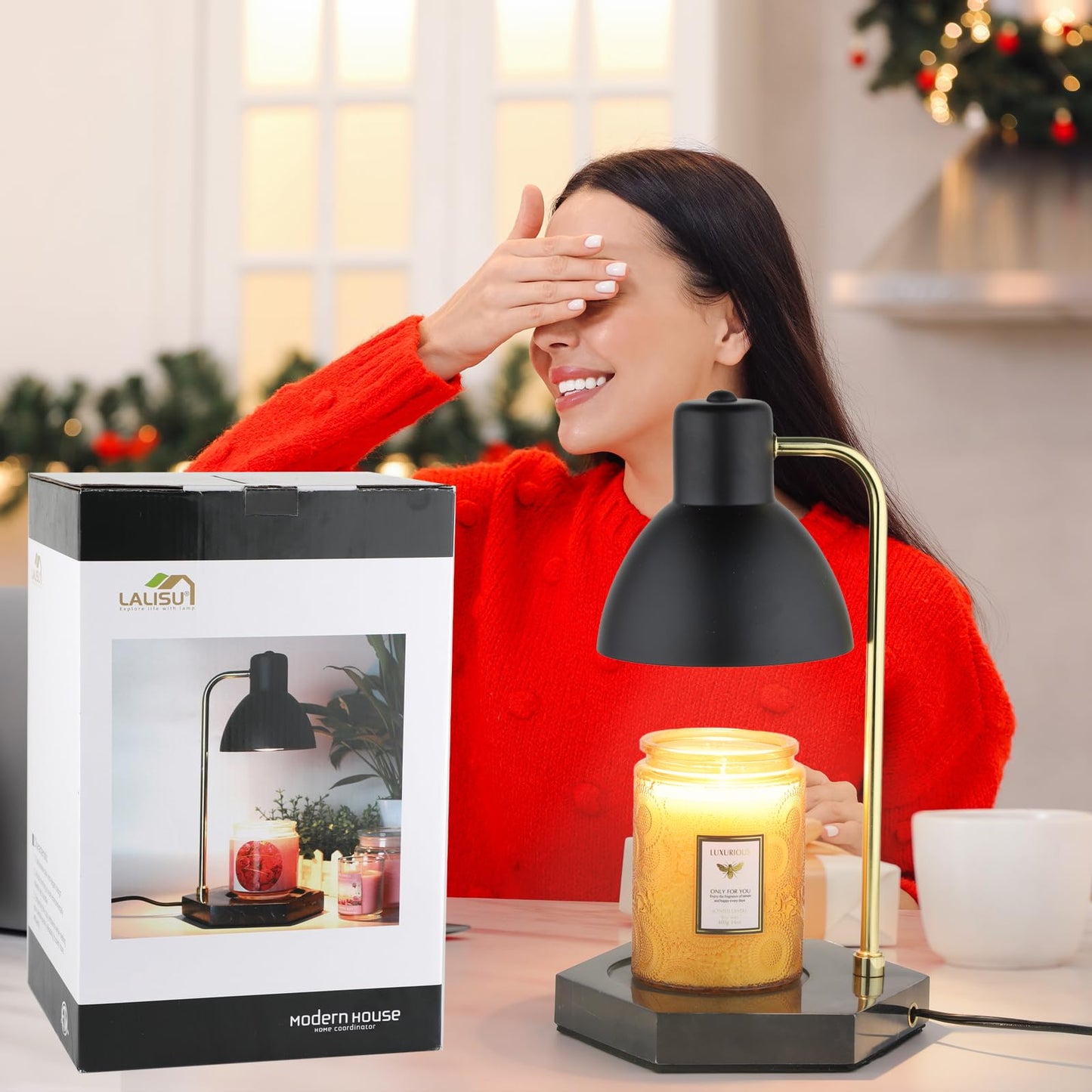 LALISU Candle Lamp with Timer & Dimmer with 2 * 50W Bulbs (Black)