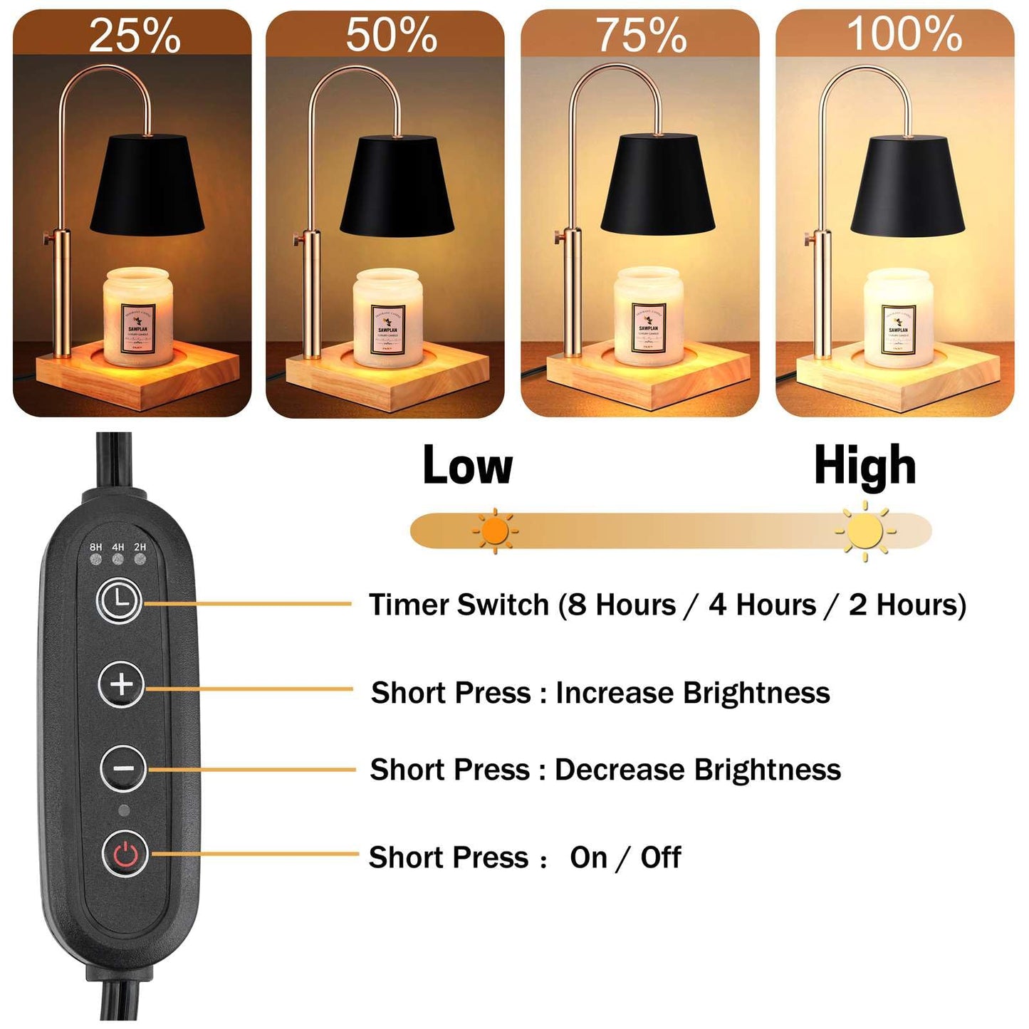 Candle Lamp with Timer & 2 Bulbs