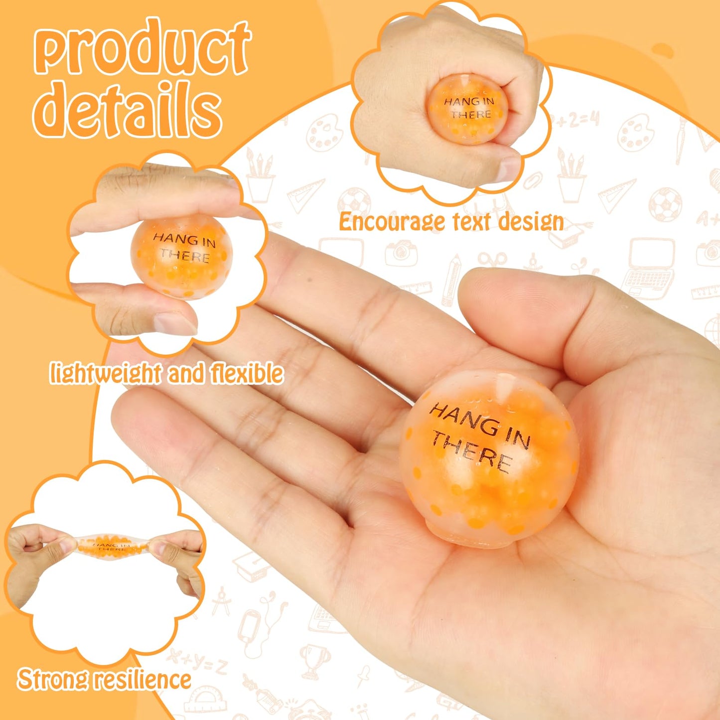 20 Pack Motivational Mini Stress Balls Set