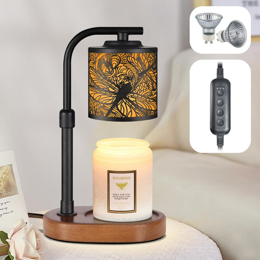 Candle Warmer Lamp with Timer,Birthday Gifts for Women Mom,Adjustable Height for Scented Jar Candles,Electric Candle Lamp Warmer for Home Decor(Dragonfly)