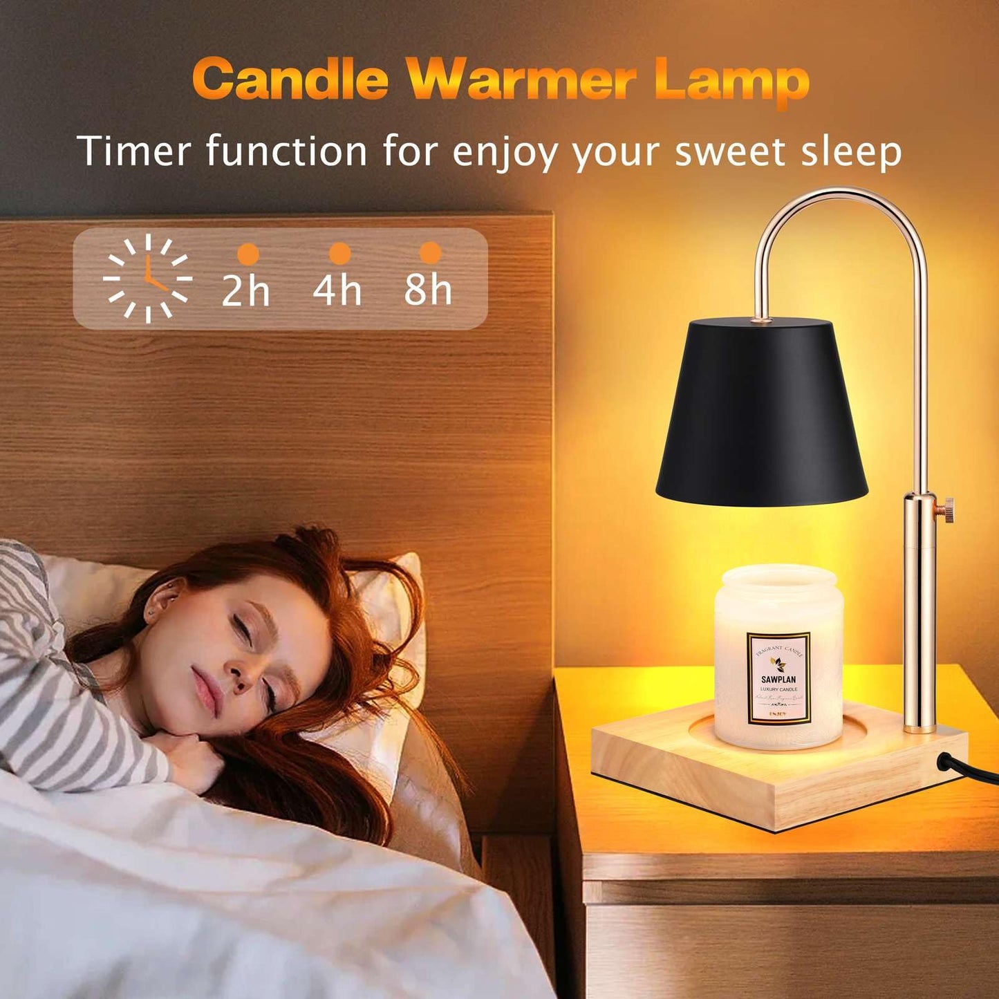 Candle Lamp with Timer & 2 Bulbs