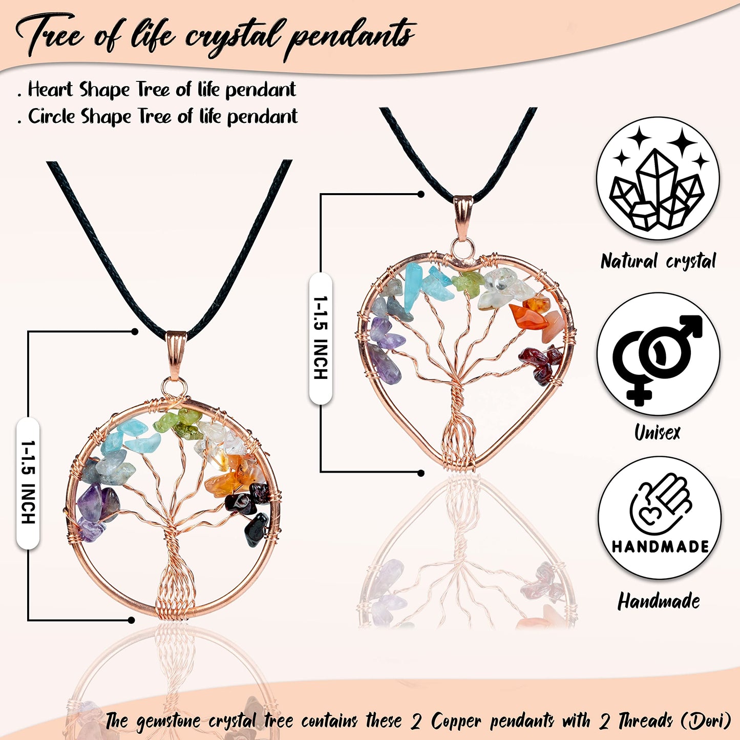 Chakra Crystal Tree of Life and Pendant