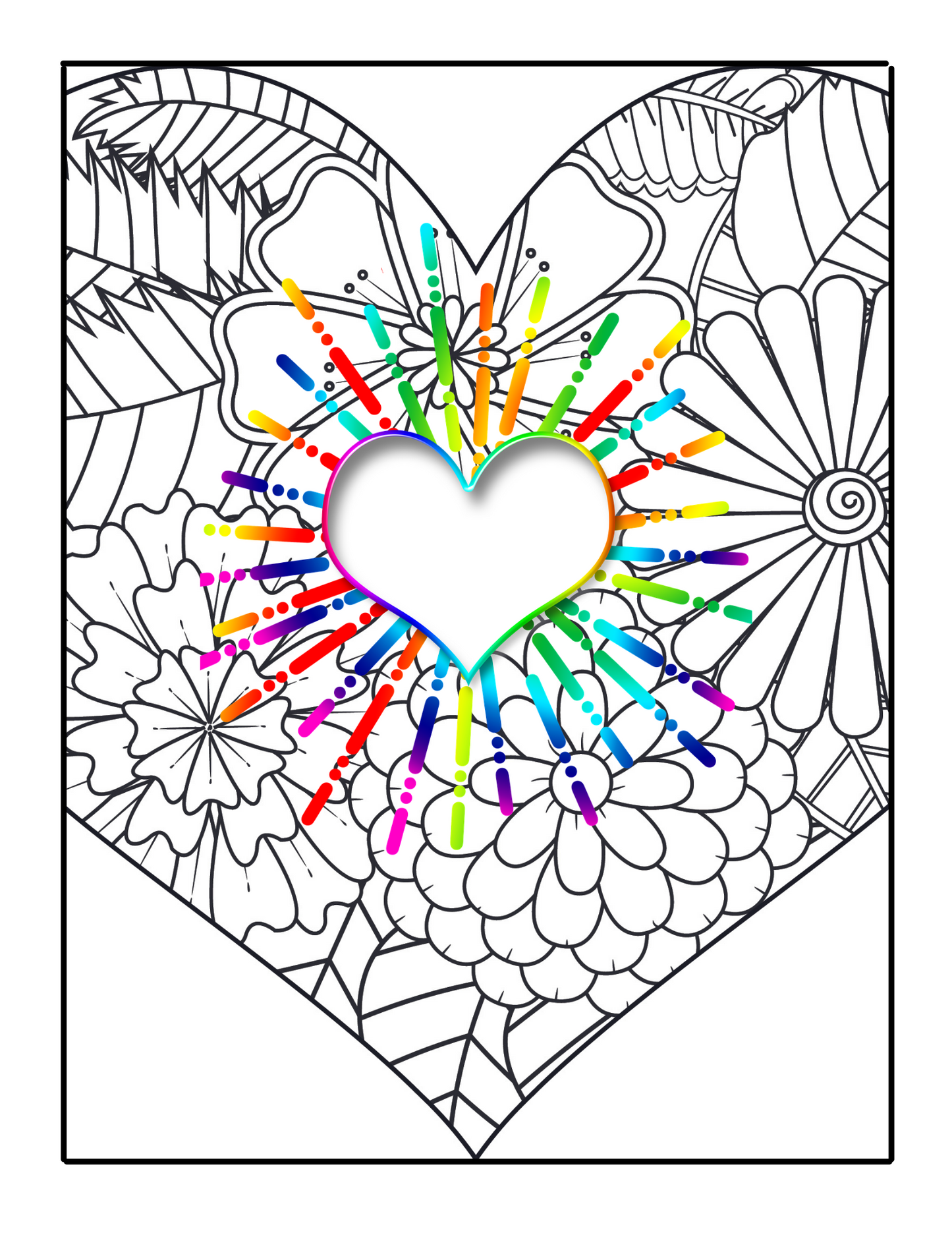 Colorful Hearts: Stress Free Coloring Book