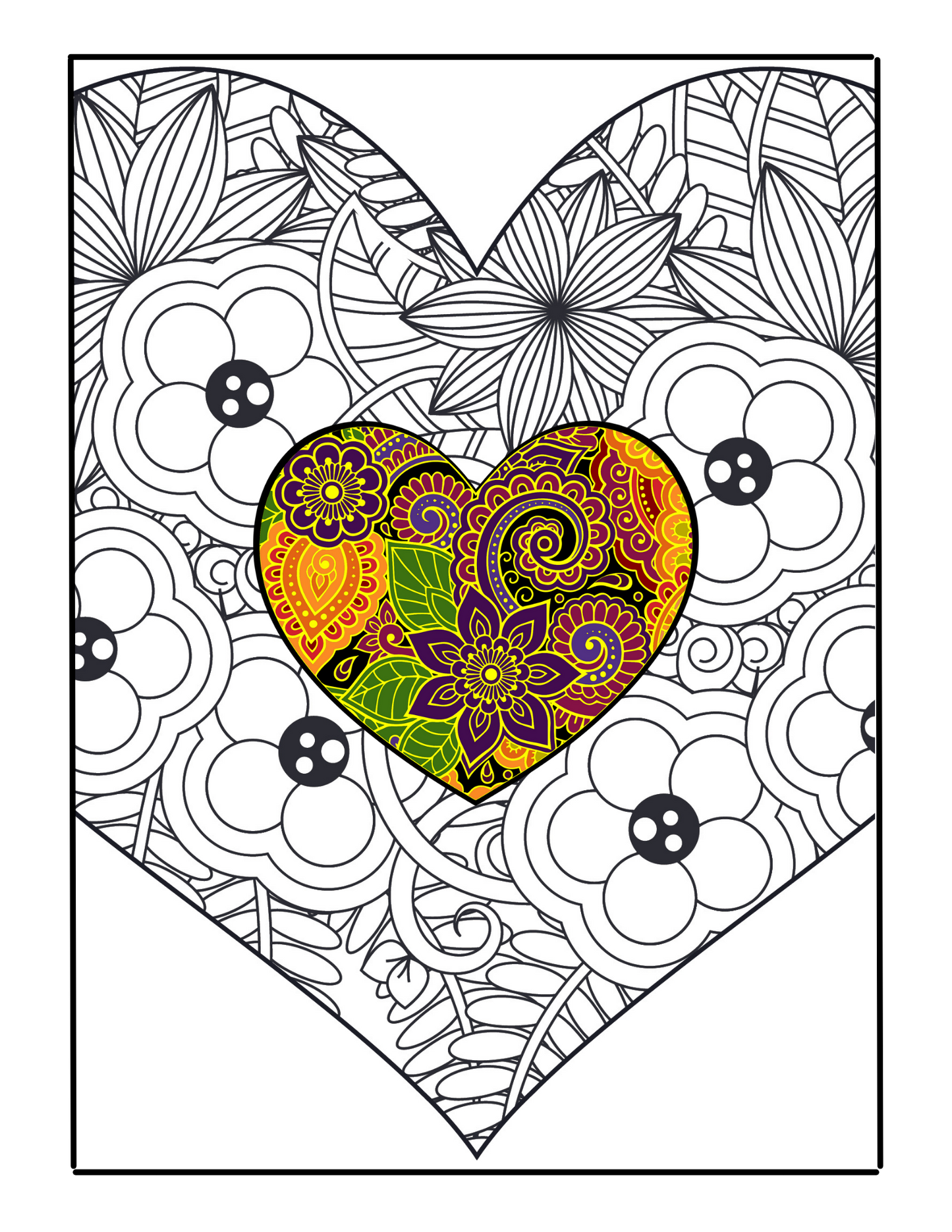 Colorful Hearts: Stress Free Coloring Book